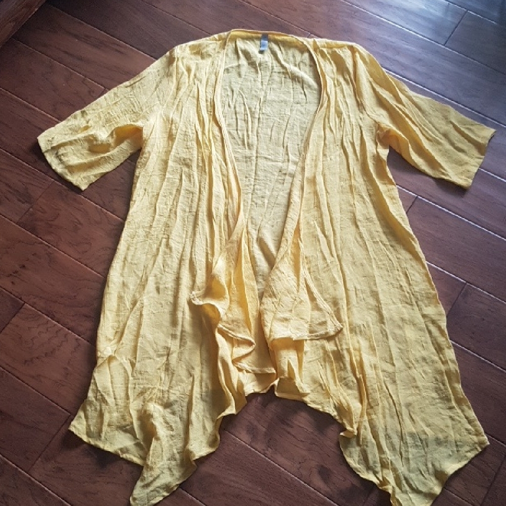 Lavena Yellow Open Front Overtop/Coverup Size XL